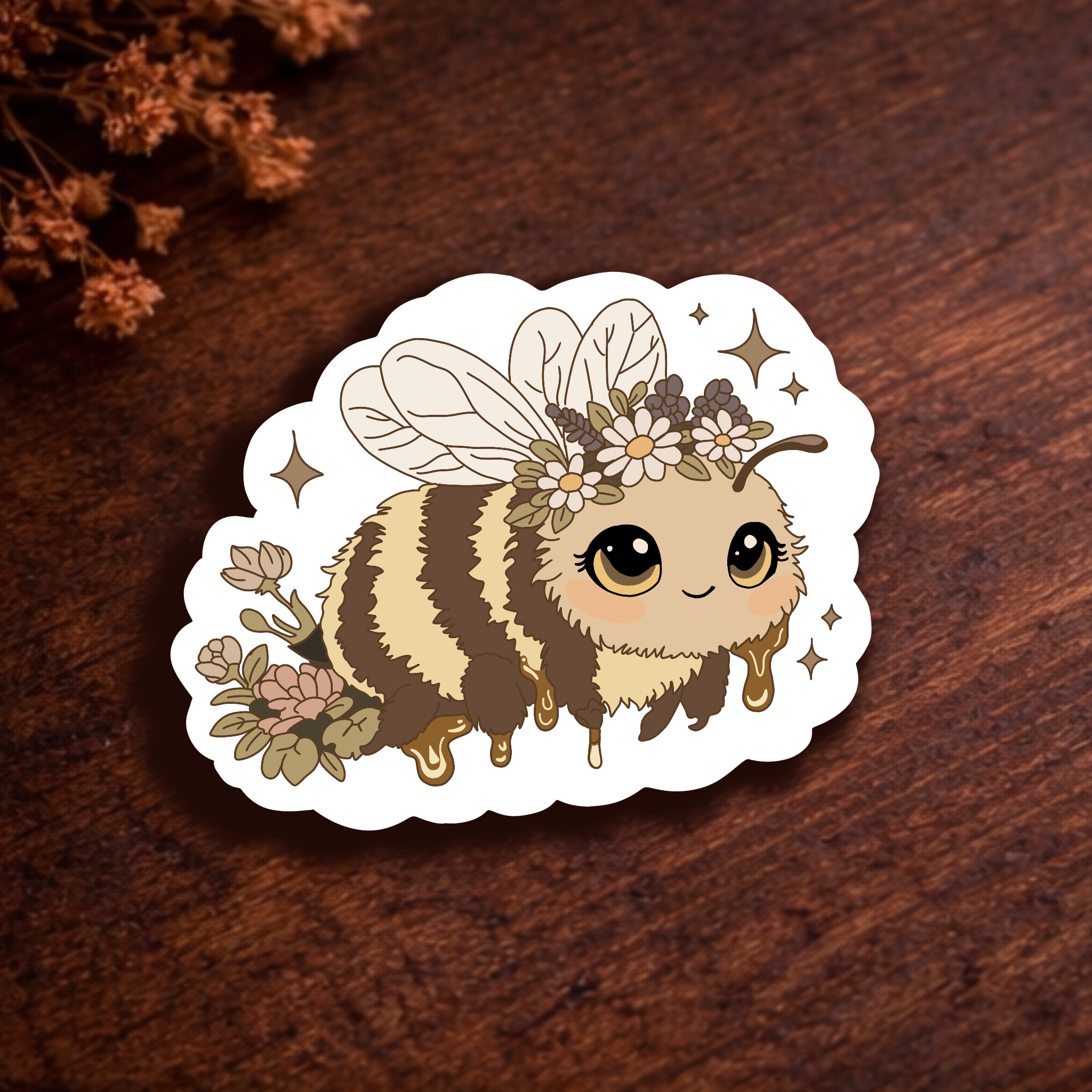 Cottage Core Bee Vinyl Sticker Design.